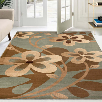 Rosette Medallion Geometric Power-Loomed Indoor Area Rug or Runner - Slate