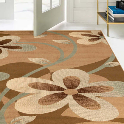 Rosette Medallion Geometric Power-Loomed Indoor Area Rug or Runner - Taupe