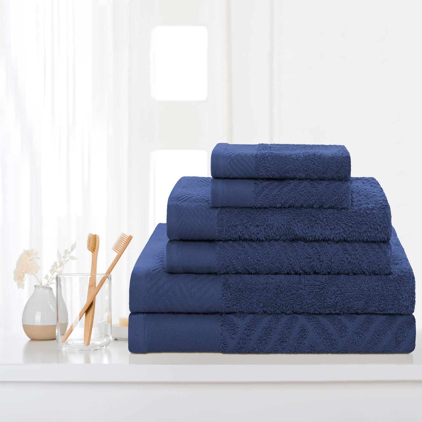 Egyptian Cotton Medium Weight Basket Weave 6 Piece Towel Set