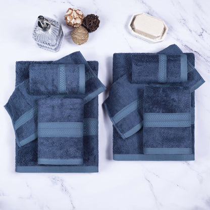 Ultra-Soft Rayon from Bamboo Cotton Blend 8 Piece Towel Set - RoyalBlue