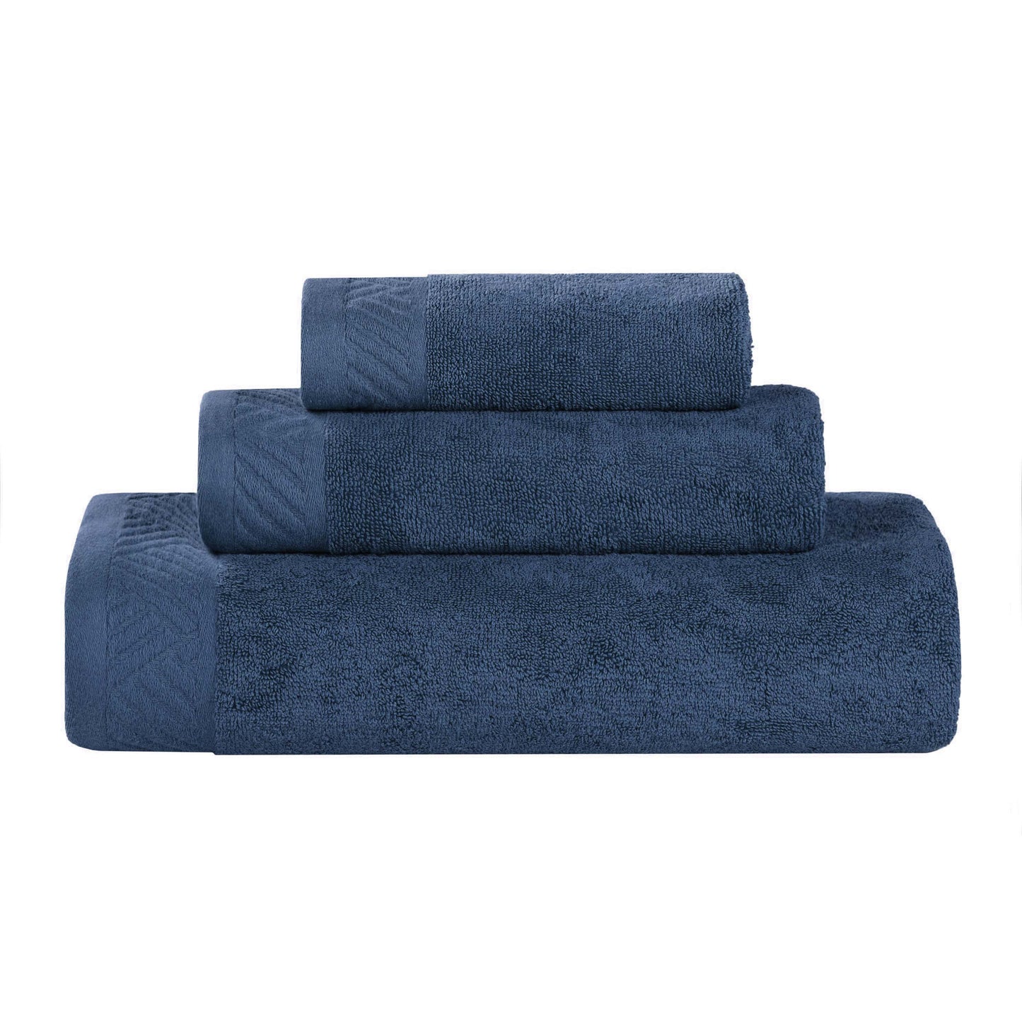 Basketweave Egyptian Cotton Solid 3 Piece Assorted Towel Set - RoyalBlue