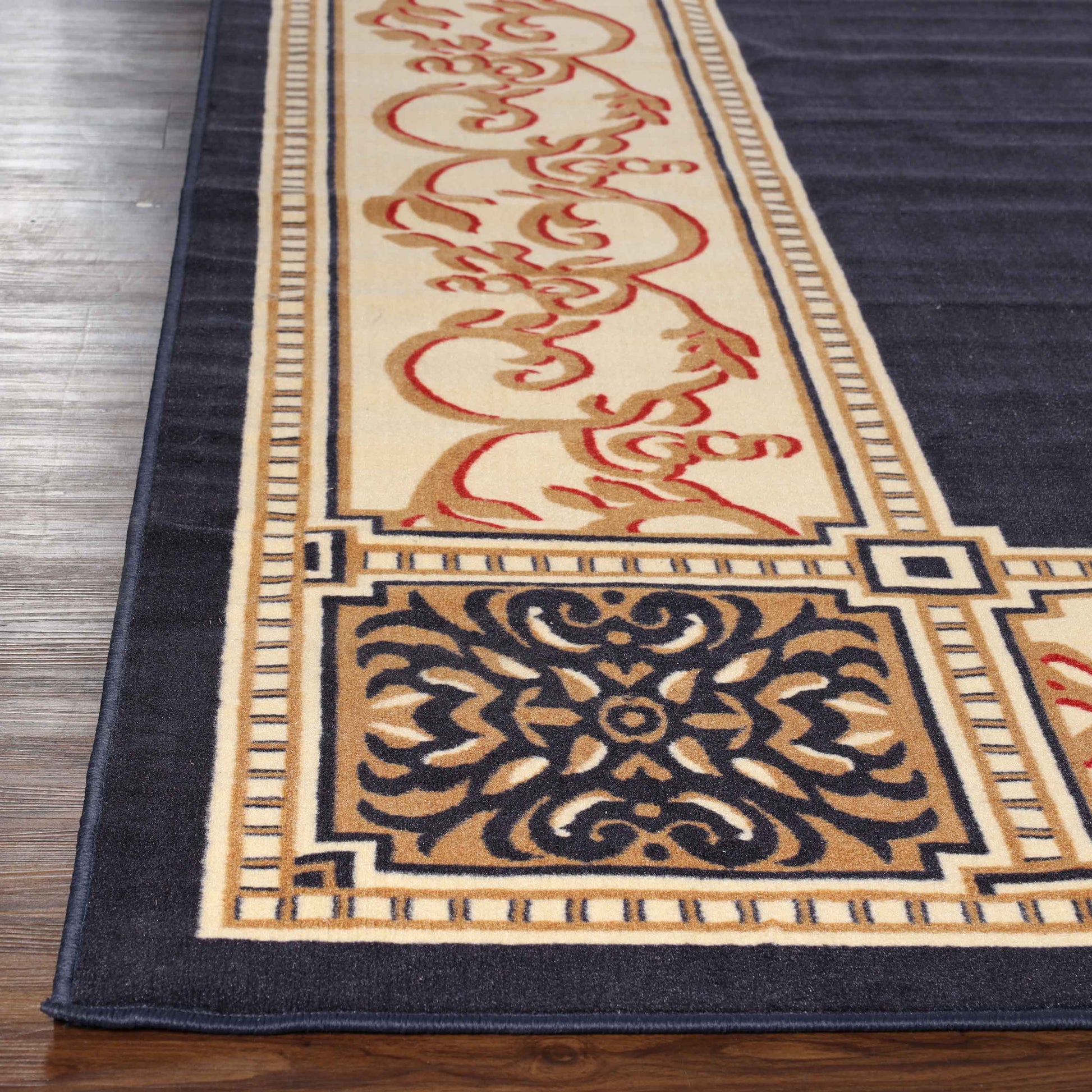 Oversized Medallion Modern Bohemian Indoor Area Rug or Runner Rug - MidnightBlue