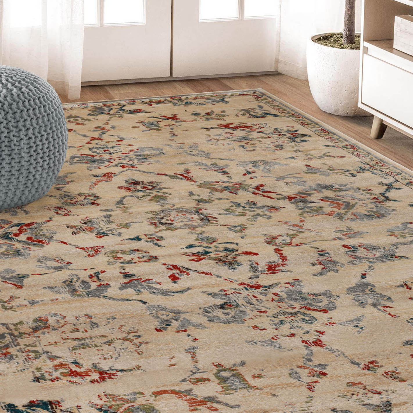 Superior Basilio Modern Farmhouse Medallion Indoor Area Rug Or Runner Rug Or Door Mat - Red