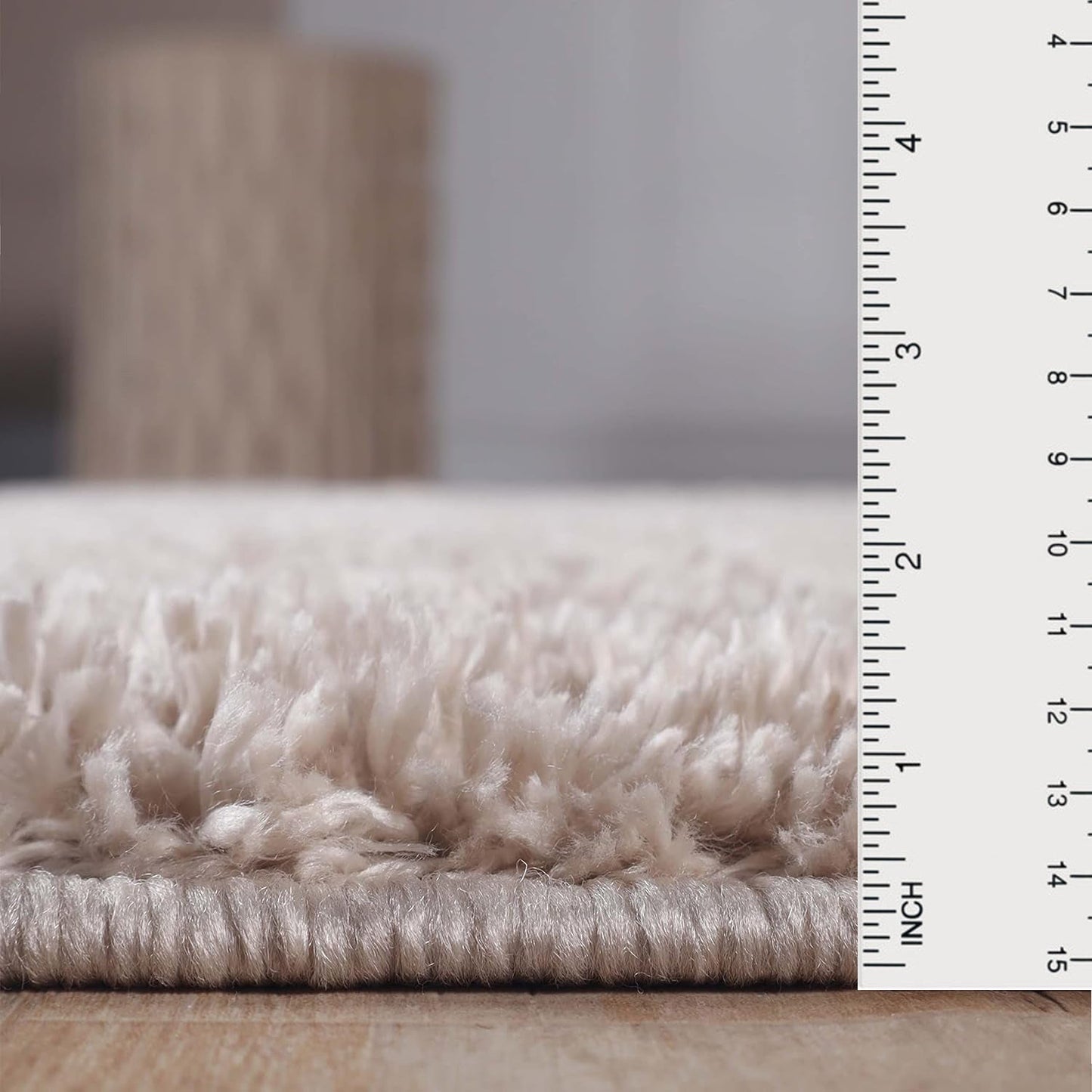 Superior Solid Indoor Plush Shag Area Rug Or Runner Or Round Rug - Beige
