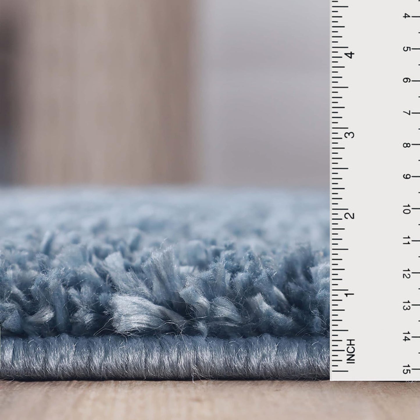 Superior Solid Indoor Plush Shag Area Rug Or Runner Or Round Rug - Blue