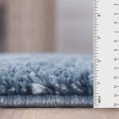 Superior Solid Indoor Plush Shag Area Rug Or Runner Or Round Rug - Blue