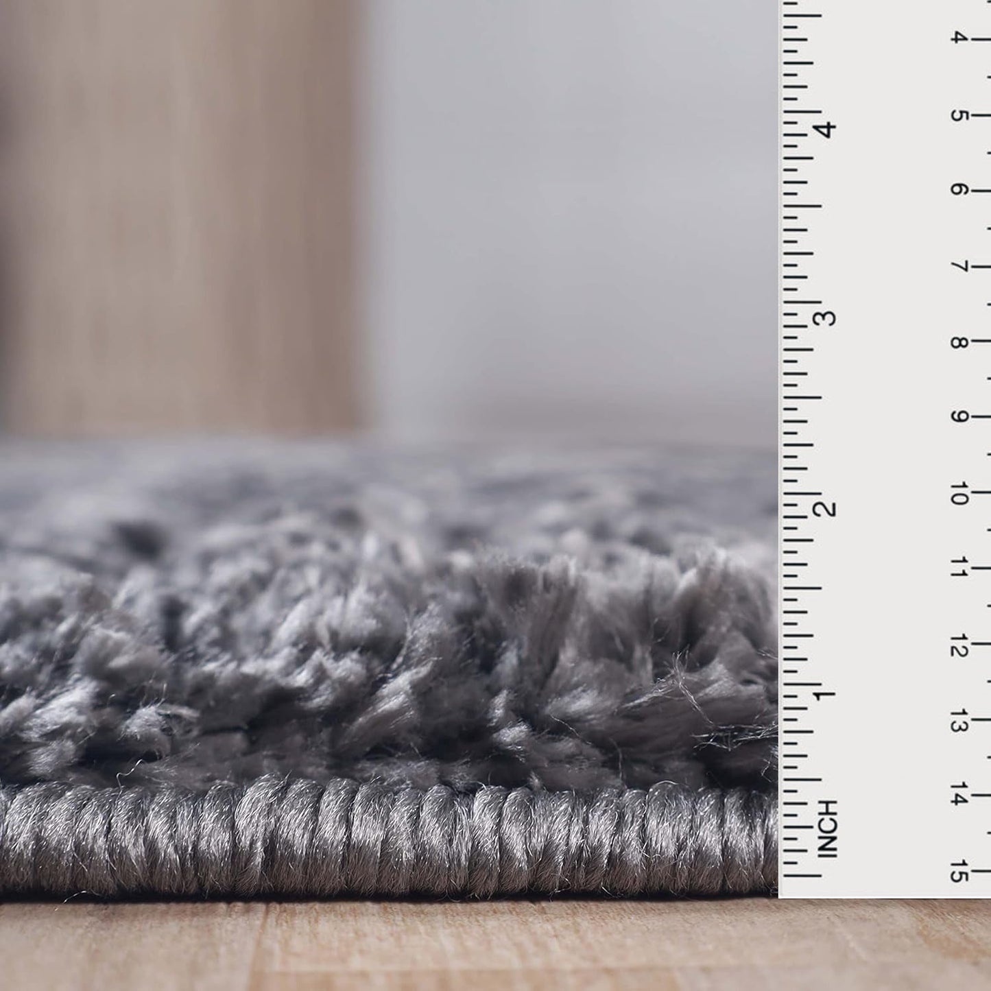 Superior Solid Indoor Plush Shag Area Rug Or Runner Or Round Rug - Grey