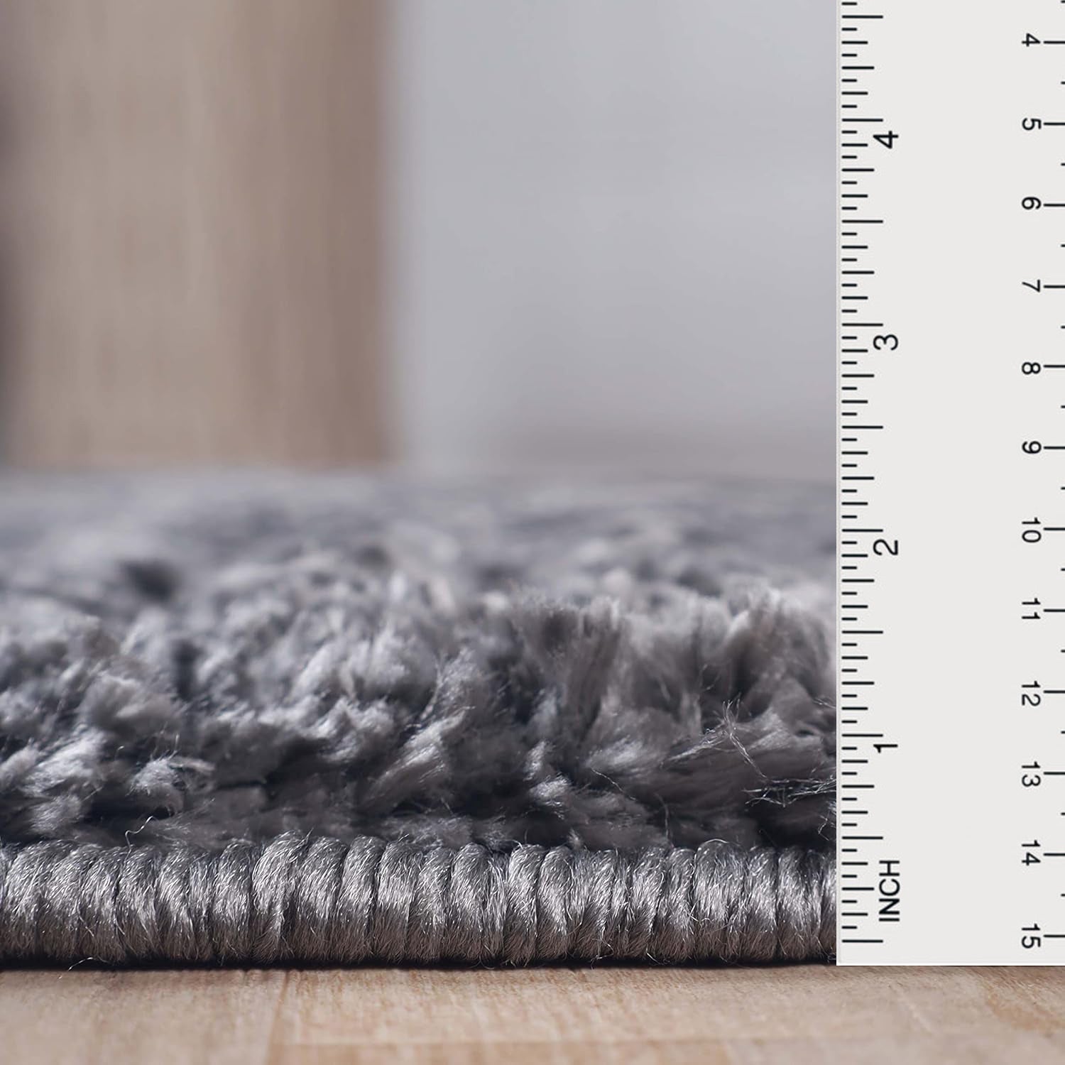 Superior Solid Indoor Plush Shag Area Rug Or Runner Or Round Rug - Grey