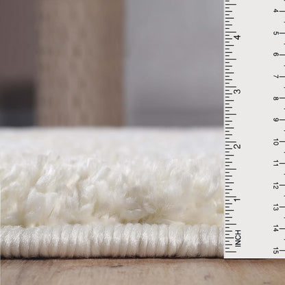 Superior Solid Indoor Plush Shag Area Rug Or Runner Or Round Rug - Ivory