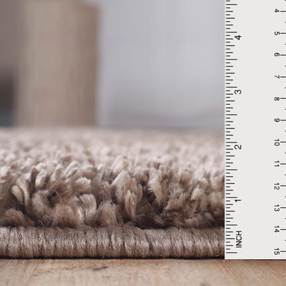 Superior Solid Indoor Plush Shag Area Rug Or Runner Or Round Rug - Taupe