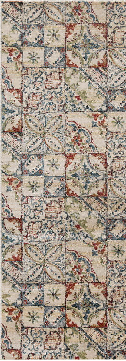 Superior Vanessa Vintage Floral Patchwork Indoor Area Rug Or Runner Rug Or Door Mat  - Teal