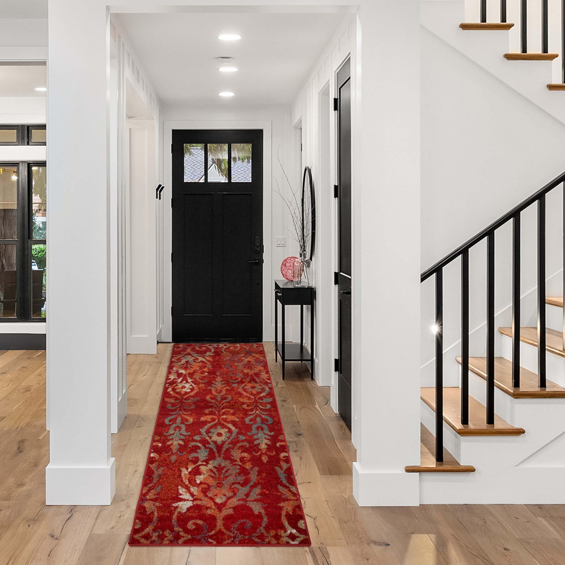 Superior Lafayette Oriental Floral Scroll Indoor Area Rug  -Maroon