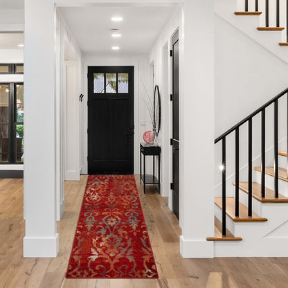 Superior Lafayette Oriental Floral Scroll Indoor Area Rug  -Maroon