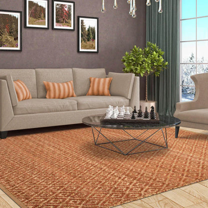 Diamond Hand-Woven Reversible Jute Area Rug - Rust