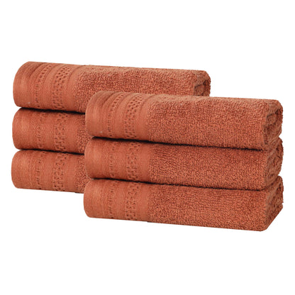 Honeycomb Textured Waffle Border Cotton Face Towels, Set of 6