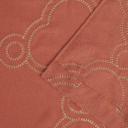 Embroidered Moroccan Sheer Grommet Curtain Panel Set - Rust