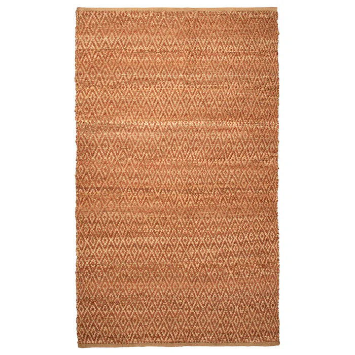 Diamond Hand-Woven Reversible Jute Area Rug - Rust