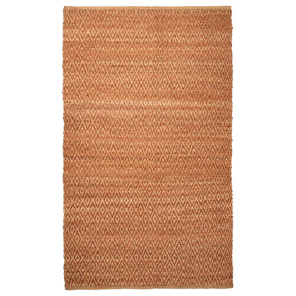 Diamond Hand-Woven Reversible Jute Area Rug - Rust