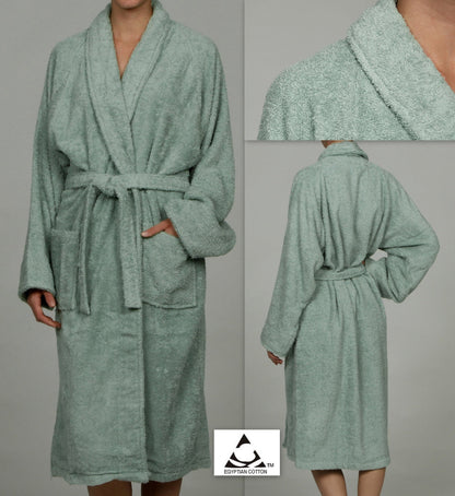 Cotton Ultra-Soft Terry Adult Unisex Lightweight Luxury Bathrobe - Sage