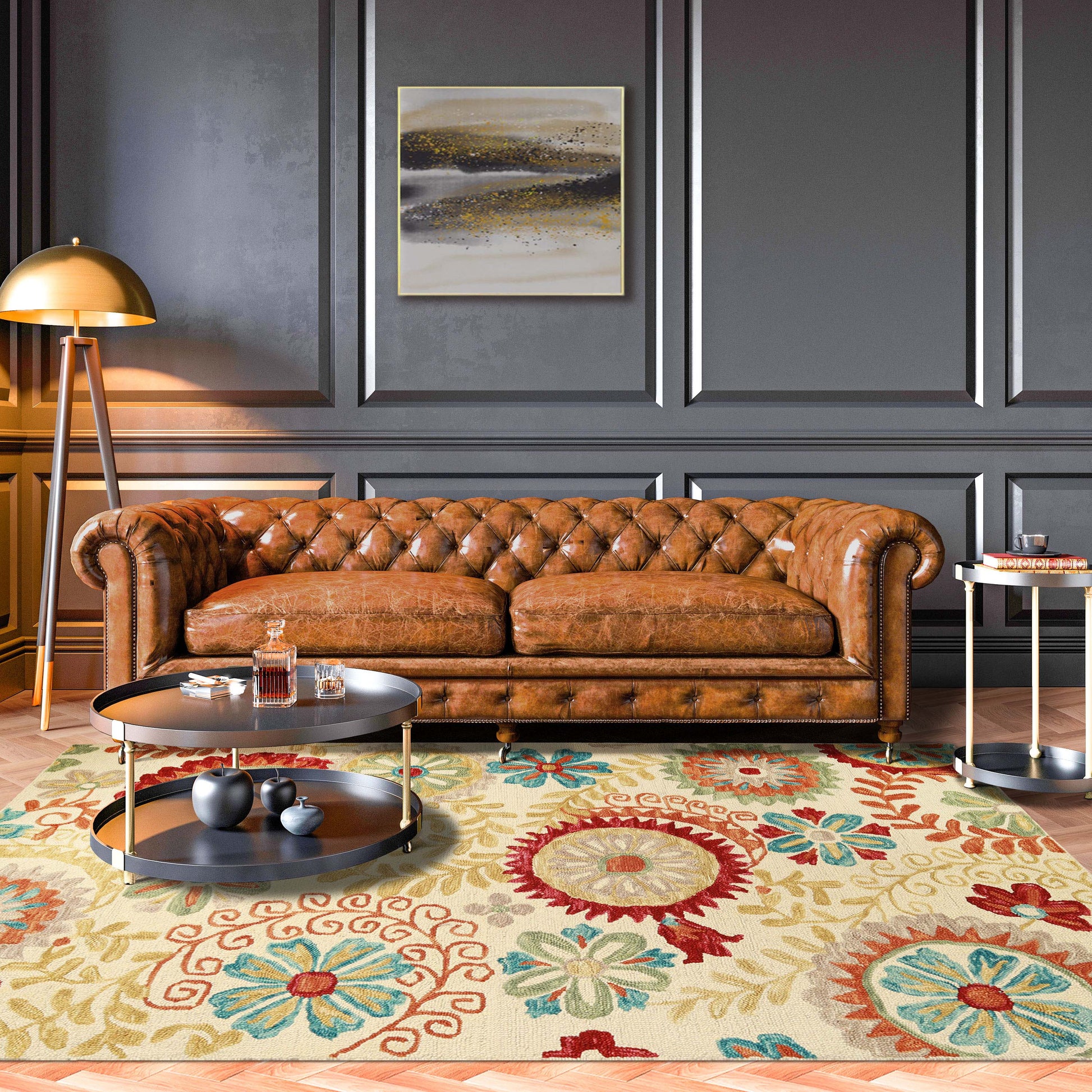 Superior Floral Medallion Hand-Tufted Handmade Wool Indoor Area Rug - Cream