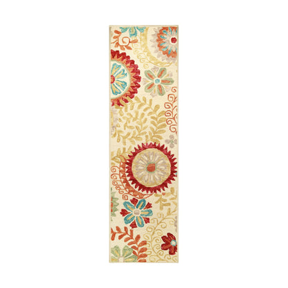 Superior Floral Medallion Hand-Tufted Handmade Wool Indoor Area Rug - Cream
