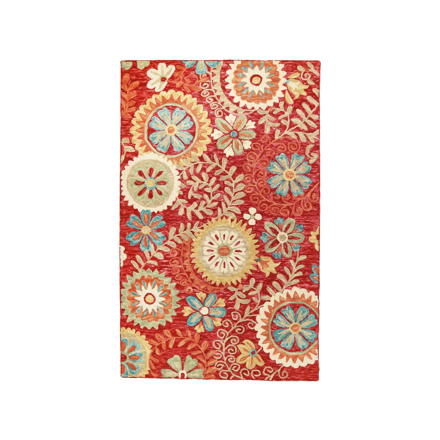 Superior Floral Medallion Hand-Tufted Handmade Wool Indoor Area Rug - Rust