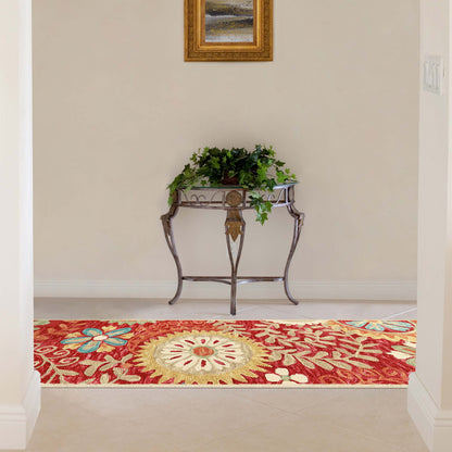 Superior Floral Medallion Hand-Tufted Handmade Wool Indoor Area Rug - Rust