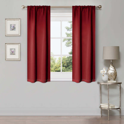 Solid Machine Washable Room Darkening Blackout Curtains, Set of 2 - Sangria