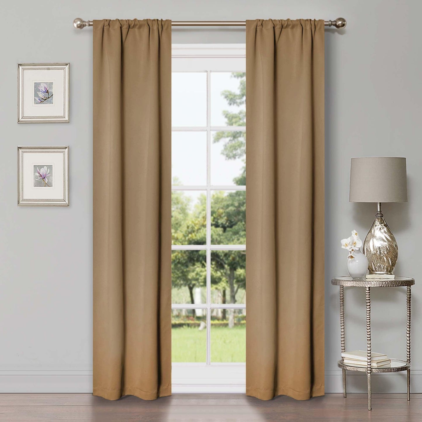 Solid Machine Washable Room Darkening Blackout Curtains, Set of 2