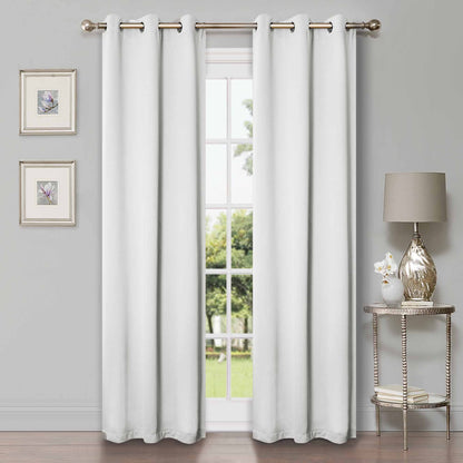 Solid Machine Washable Room Darkening Blackout Curtains, Set of 2 - SnowWhite