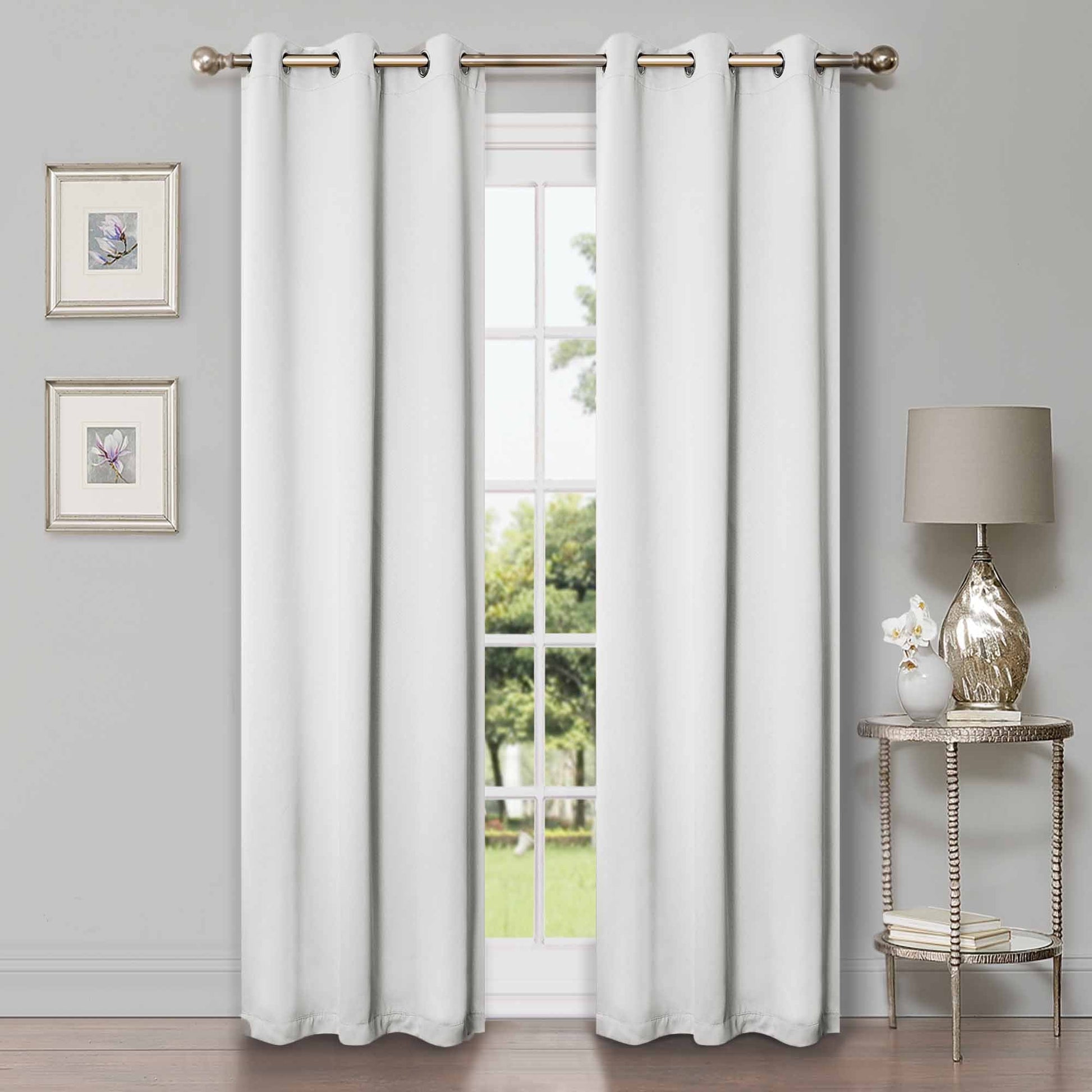 Solid Machine Washable Room Darkening Blackout Curtains, Set of 2 - SnowWhite