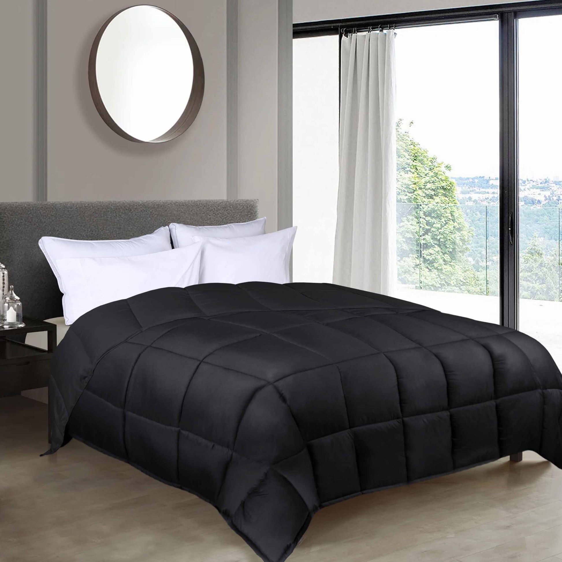 Brushed Microfiber Reversible Down Alternative Comforter - Black