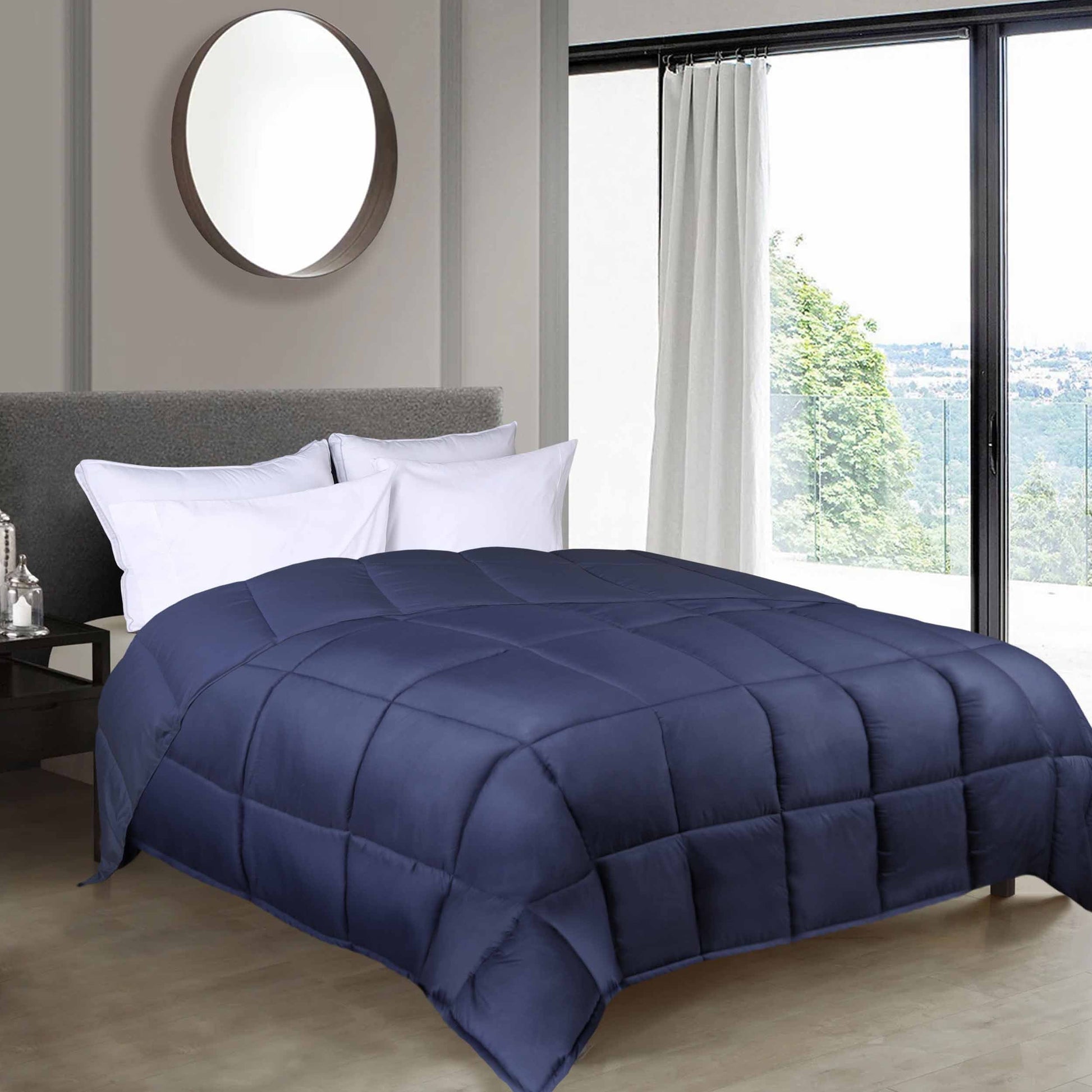 Brushed Microfiber Reversible Down Alternative Comforter - Navy Blue