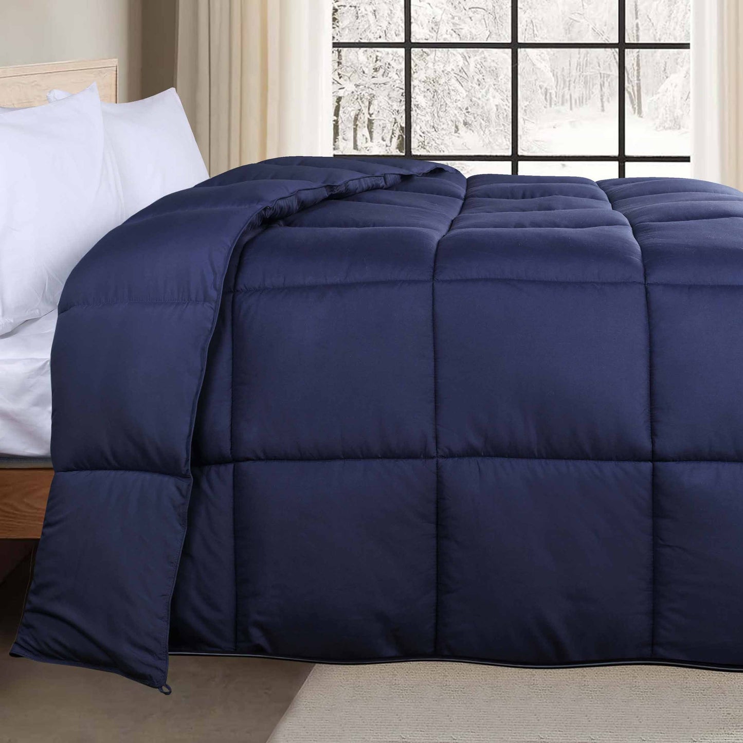 Brushed Microfiber Reversible Down Alternative Comforter - Navy Blue