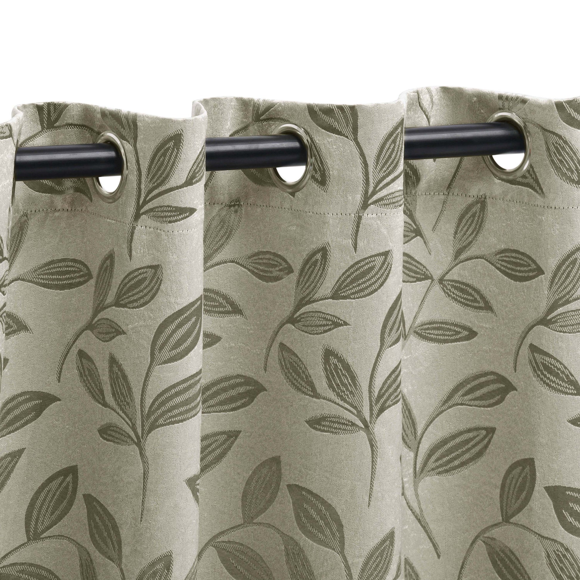 Leaves Machine Washable Room Darkening Blackout Curtains, Set of 2 - Sage