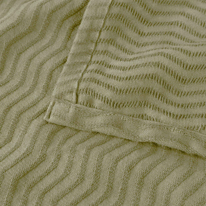 Jena Cotton Textured Chevron Lightweight Woven Blanket - Sage