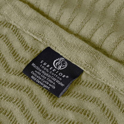 Jena Cotton Textured Chevron Lightweight Woven Blanket - Sage