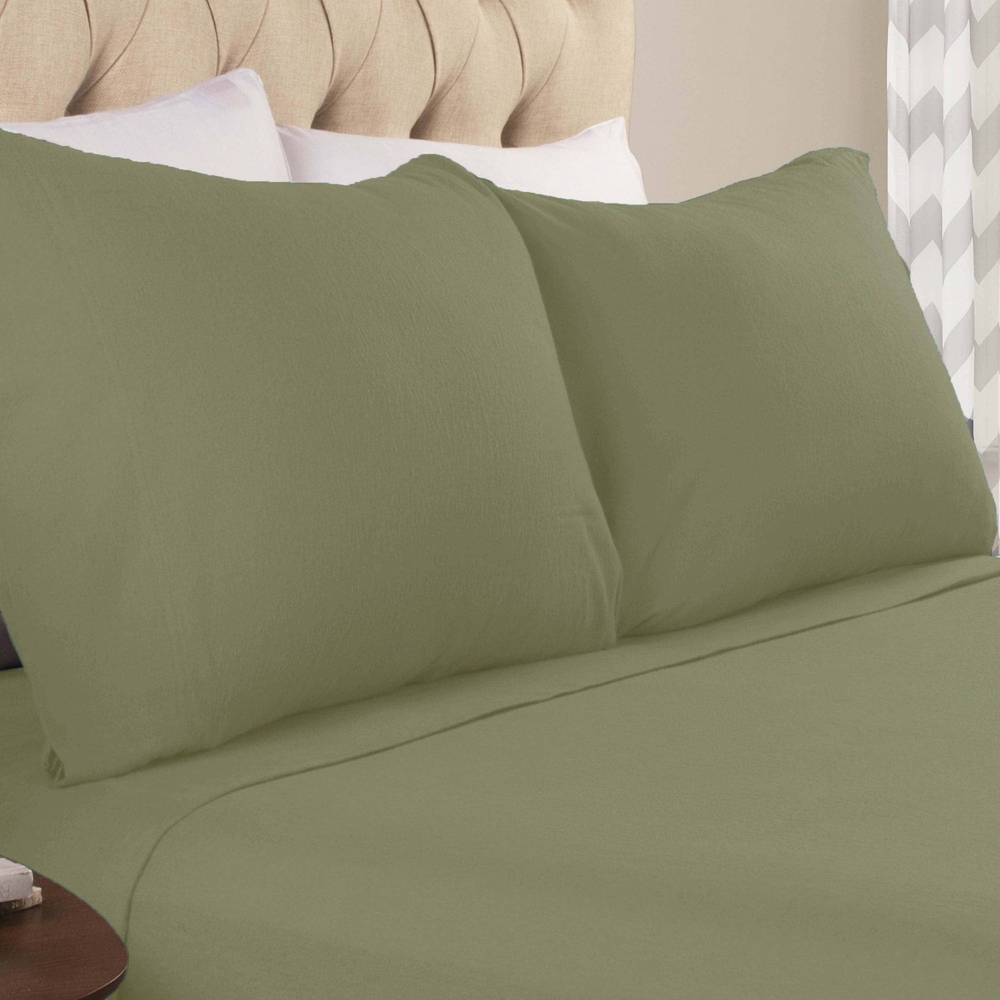 Cotton Flannel 2 Piece Pillowcase Set - Sage