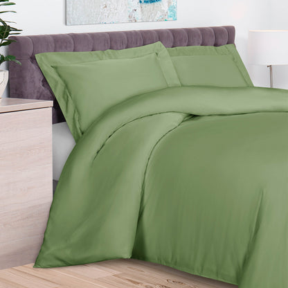 100% Rayon From Bamboo 300 Thread Count Solid Duvet Cover Set - Sage