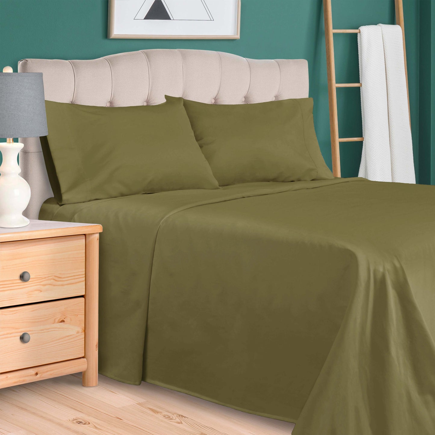 Egyptian Cotton 300 Thread Count Solid Deep Pocket Sheet Set - Sage
