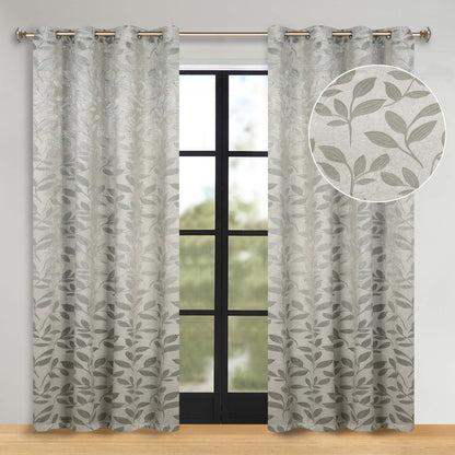 Leaves Room Darkening Washable Blackout Curtain Panels, Set of 2