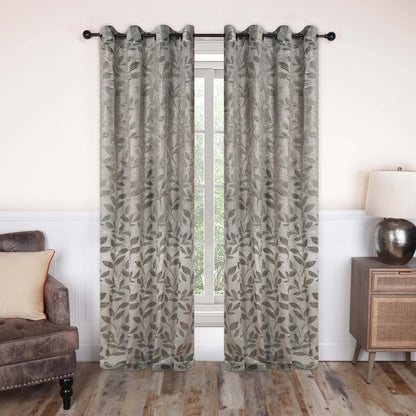 Leaves Machine Washable Room Darkening Blackout Curtains, Set of 2 - Sage