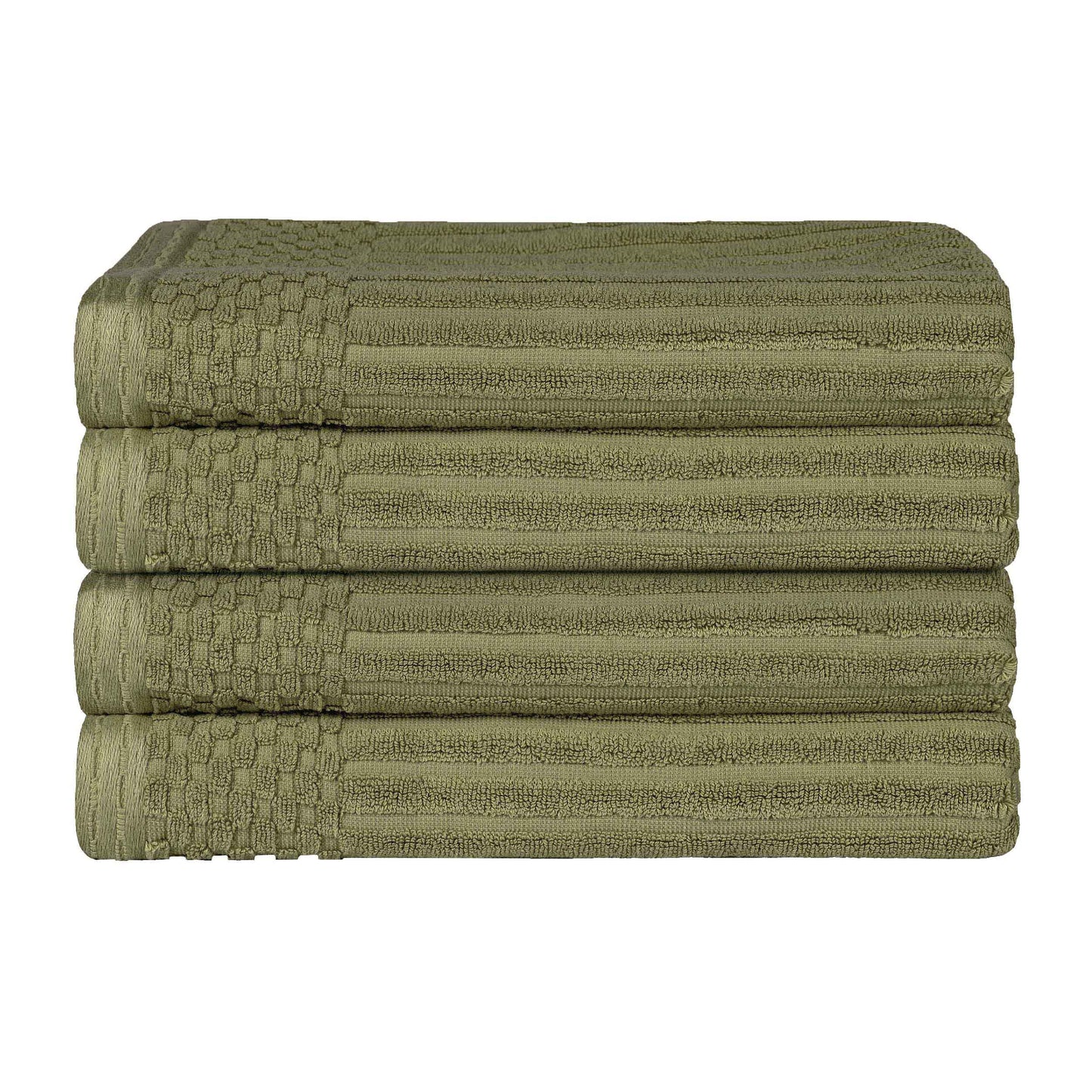 Soho Ribbed Cotton Absorbent Bath Towel Set of 4 - Sage