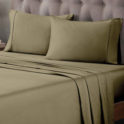 400 Thread Count Egyptian Cotton Solid Deep Pocket Sheet Set - Sage