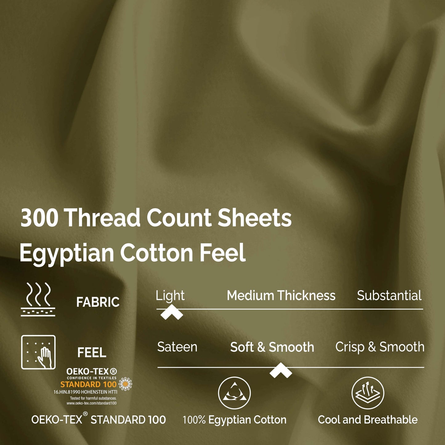 Egyptian Cotton 300 Thread Count Solid Deep Pocket Sheet Set - Sage