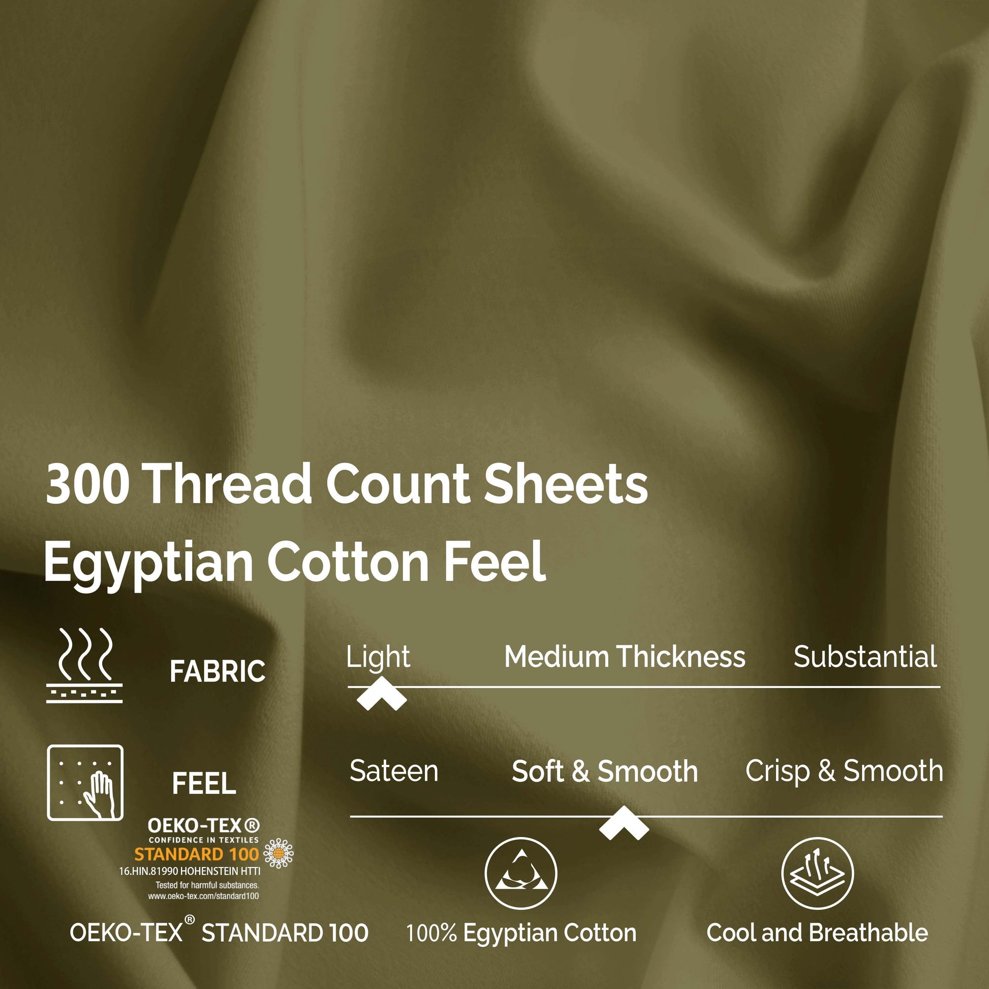 Egyptian Cotton 300 Thread Count Solid Deep Pocket Sheet Set - Sage