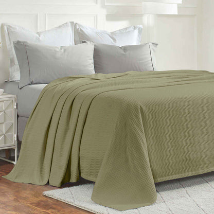 Jena Cotton Textured Chevron Lightweight Woven Blanket - Sage