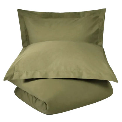 Cotton Percale Modern Traditional Duvet Cover Set - Sage