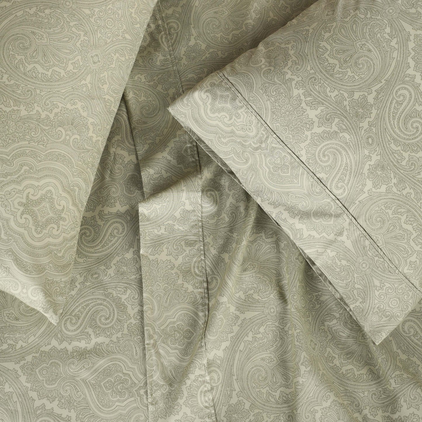 Italian Paisley 600 Thread Count Cotton Blend Deep Pocket Sheet Set - Sage