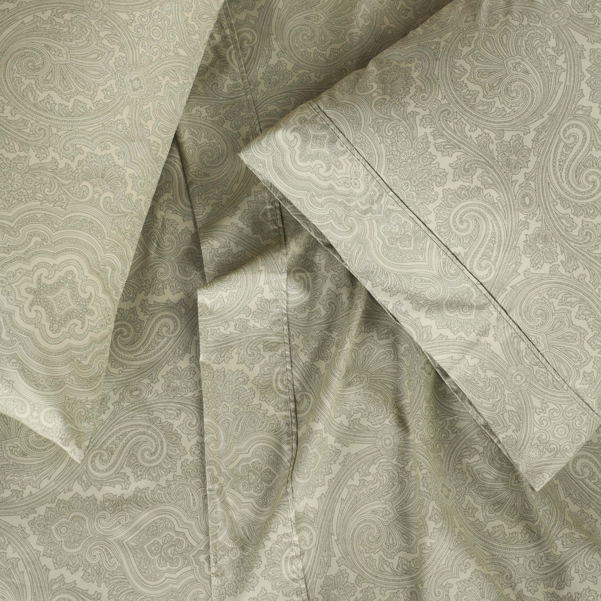 Italian Paisley 600 Thread Count Cotton Blend Deep Pocket Sheet Set - Sage